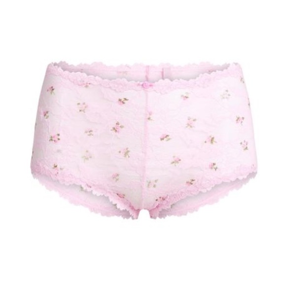 NWT Skims Women's Pink Boy Short floral lace - Picture 4 of 9